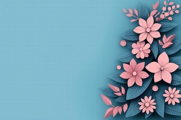 Obraz premium Floral arrangement with soft pastel colors on a blue background