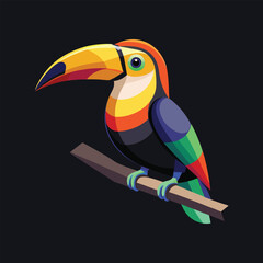 Fototapeta premium A colorful toucan bird on a branch vector illustration 