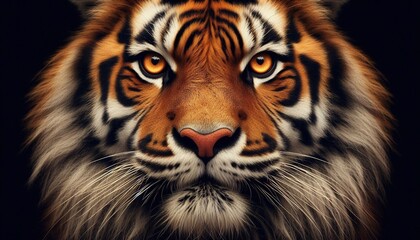 Close-up of the tiger's face and eyes