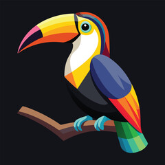 Naklejka premium A colorful toucan bird on a branch vector illustration 