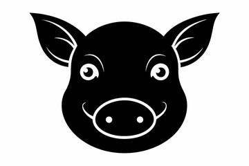 Pig head silhouette, Pig icon vector isolated on white background.