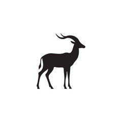 antelope black silhouette vector with white background.