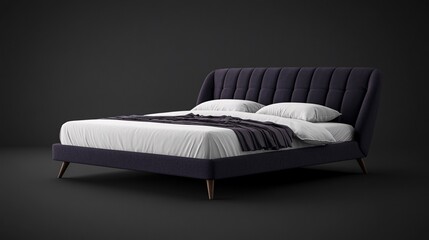 Fototapeta premium Modern upholstered bed with white bedding