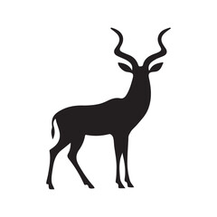 antelope black silhouette vector with white background.