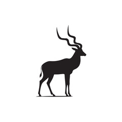 antelope black silhouette vector with white background.