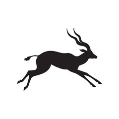 antelope black silhouette vector with white background.