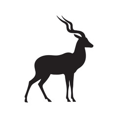 antelope black silhouette vector with white background.