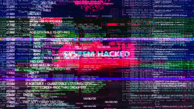 Computer Code Glitch System, data breach warning sign hacking cyber crime theft, security fraud. software, cybersecurity, protection glitch. Glitch Effect, System Failure Error, Virus, Hacked System