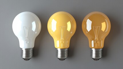 Three Light Bulbs in a Row: White, Yellow, and Orange