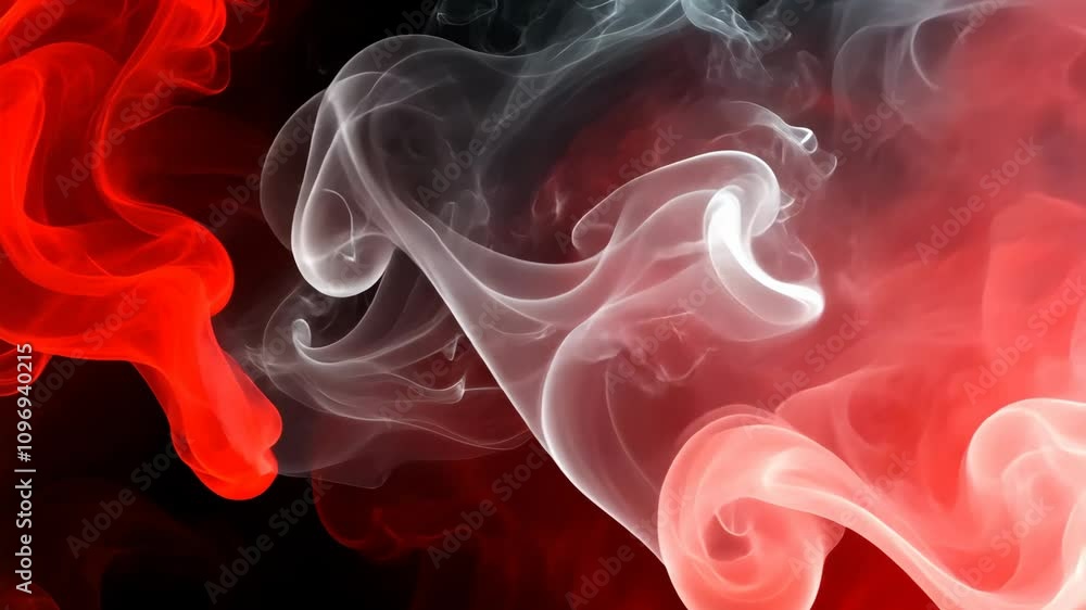 Aufkleber colorful smoke swirls creating an abstract pattern with red and white tones in a dark background