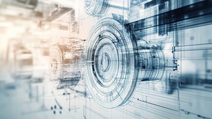 Obraz premium Conceptual Engineering Background with Detailed Mechanisms in Focus