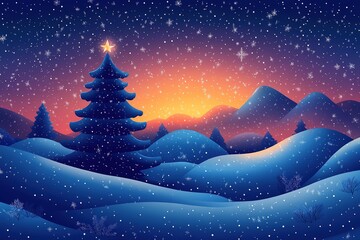 Christmas tree decorated with traditional Christmas decorations, illuminated by Christmas lights