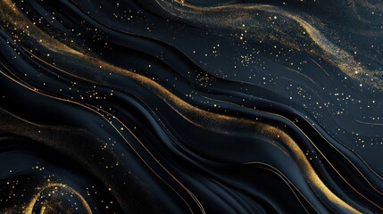 Abstract Gold and Black Swirling Galaxy