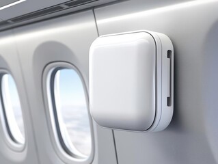 smart plane concept. Smart overhead bins with weight sensors that notify passengers and crew of available storage space