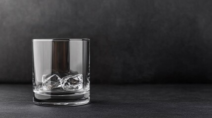 Whiskey Glass with Ice on Dark Background