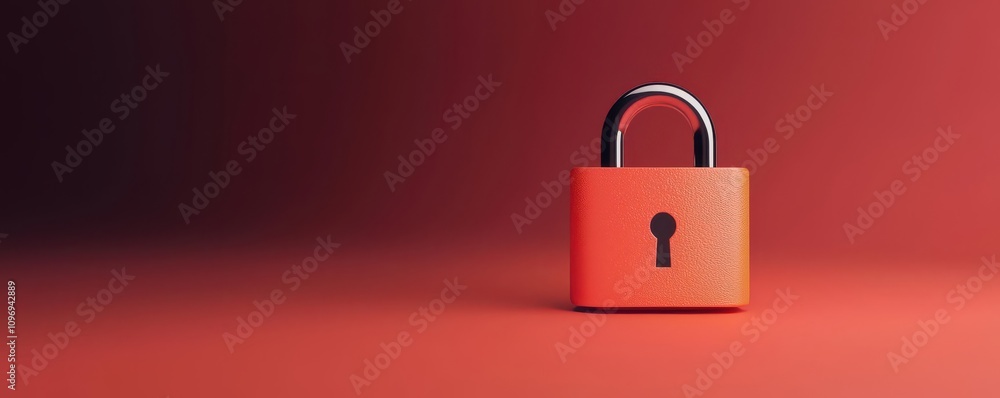Poster register concept. secure digital form system, animated padlock and holographic record file, 3d illus