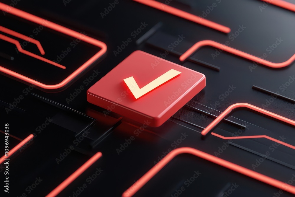 Aufkleber register concept. registration form verification process, glowing checkmarks on a digital interface,