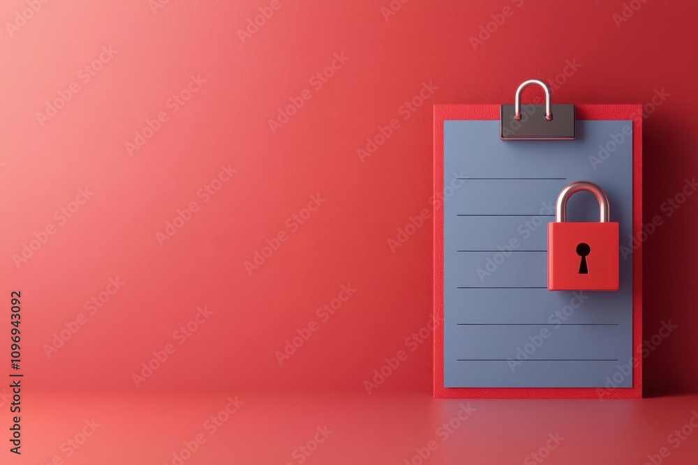 Aufkleber register concept. registration form with animated security features, glowing padlocks and checkmarks