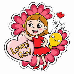 sticker design of a Lovely girl
