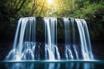 Obraz premium Cascading Waterfall Concept Art for Symbolizing Purification and Renewal