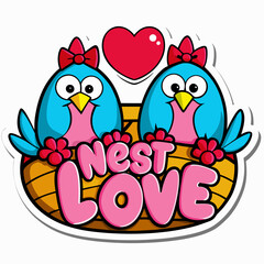 sticker design of nest love