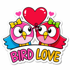 sticker design of bird love