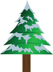 Snow fallen Christmas pine tree art vector
