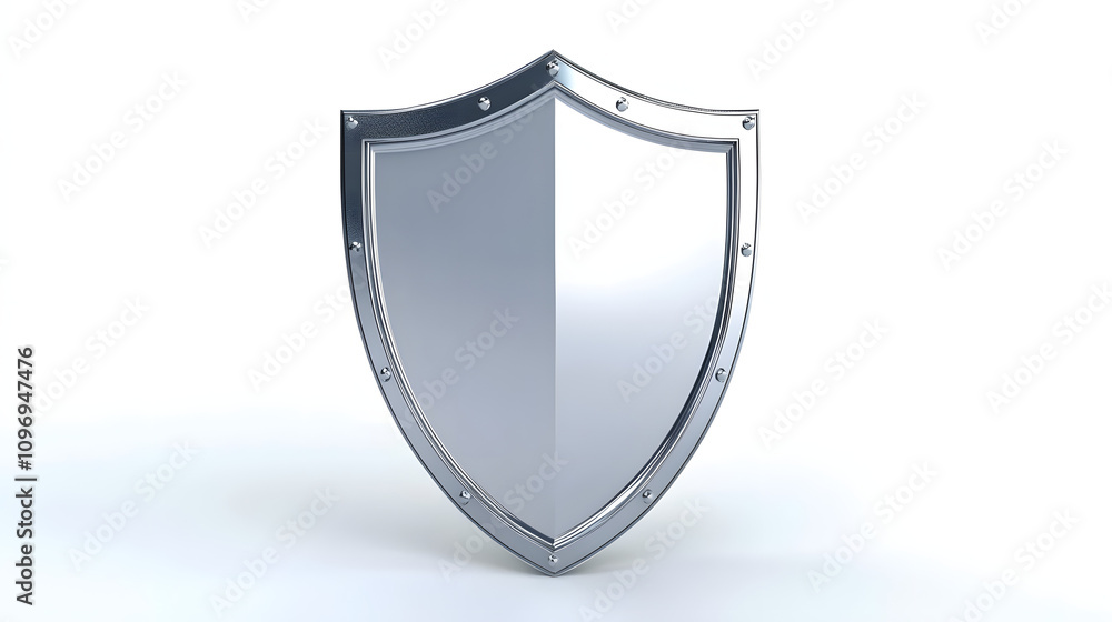 Wall mural cyber security safety shield in minimalistic style. 3d vector illustration. white background