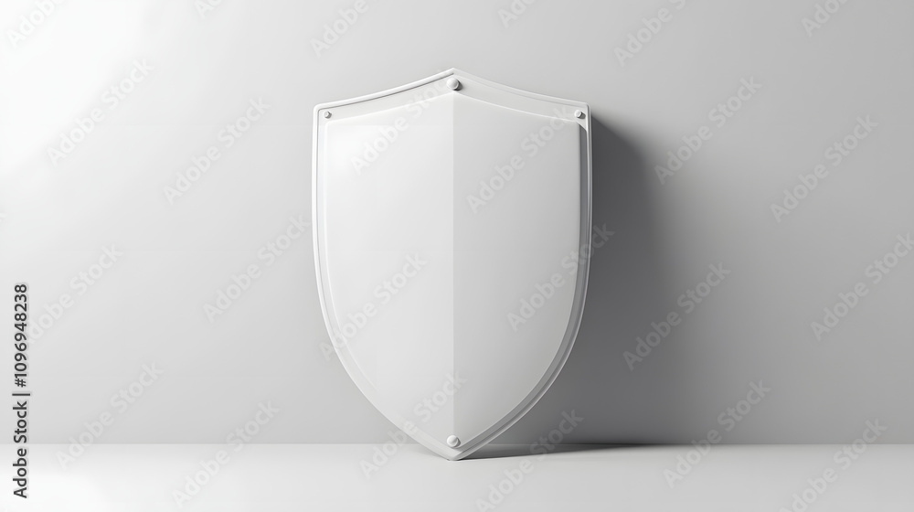 Poster cyber security safety shield in minimalistic style. 3d vector illustration. white background