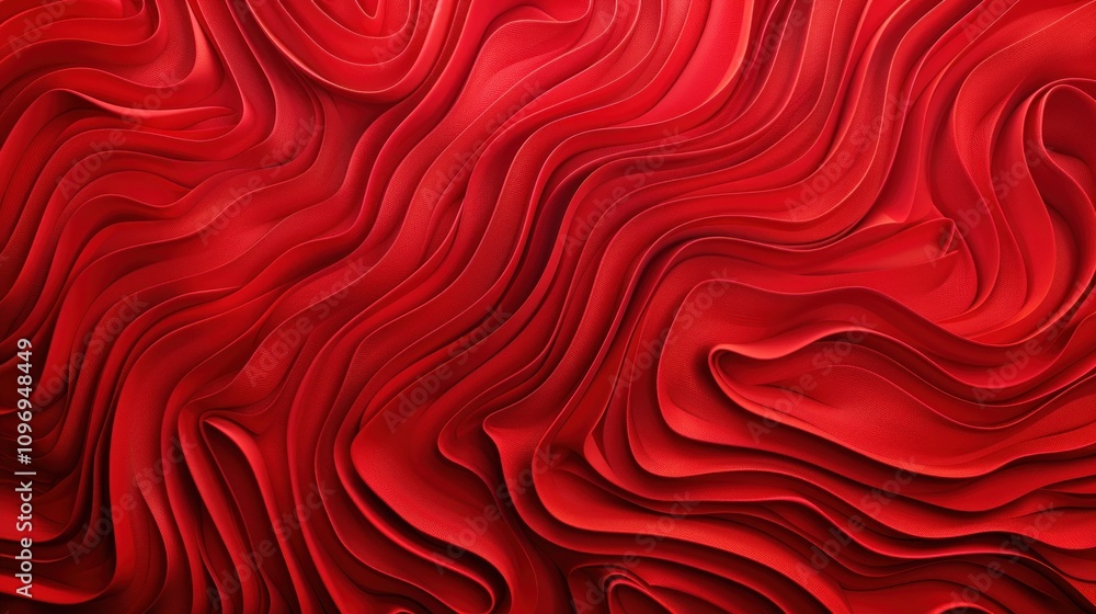 Poster a textured red fabric with flowing waves, creating a dynamic and elegant visual effect.