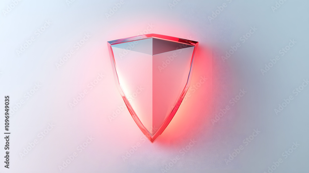 Poster cyber security safety shield in minimalistic style. 3d vector illustration. white background