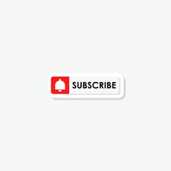 Subscribe button sticker isolated on gray background