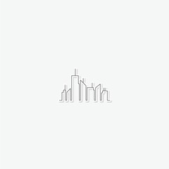 Skyline line icon sticker isolated on gray background