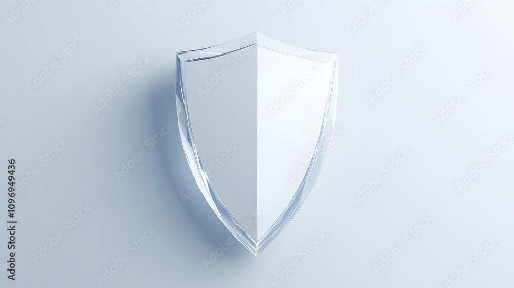 Poster cyber security safety shield in minimalistic style. 3d vector illustration. white background