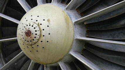 Detail of jet turbine blades in aviation museum