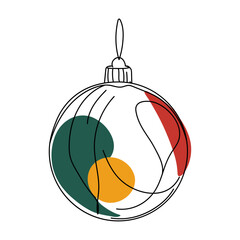 Christmas ball tree line art style illustration vector