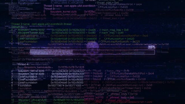 Computer code heavy digital glitch distortion digital screen glitches VHS damage. Overlay design element Network security, programming, development, cyber encryption. 3D Hacking code data flow stream