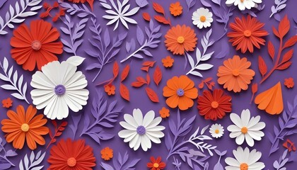 Hojas Secas y Flores Una composición desde arriba con hojas secas de colores otoñales (naranjas, rojas y marrones) y flores delicadas como lavanda o margaritas blancas, dispersas sobre un fondo neut