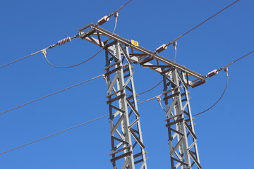 Power Electric Pole with Wires