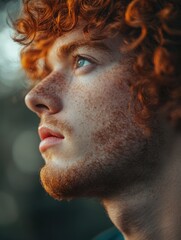 Obraz premium Mysterious Youth: A Red-Haired Portrait That Captures the Essence of Introspection