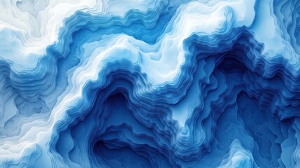 Pattern with white and blue hand drawn lines. Abstract landscape background. Ocean art with nature template