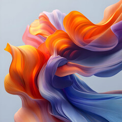 Abstract 3D Orange Blue Swirls Illustration