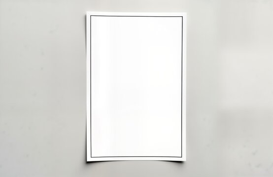 Blank funeral flyer mockup. Simple white black design. Thin border. Flat lay. Clean template. Print brochure. Funeral announcement. Memorial card. Obituary template. Remembrance design.