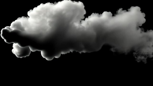 Soft gray cloud floating on a black background, creating a dramatic and moody atmosphere for creative projects
