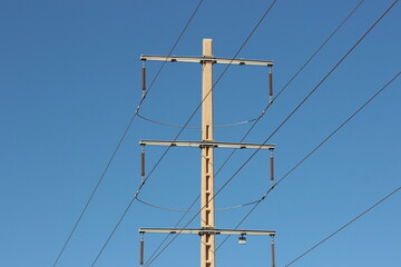 Power Electric Pole with Wires