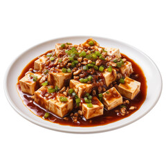 mapo tofu on a plate transparent background 
