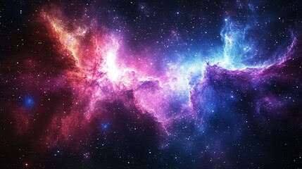 Naklejka premium Colorful Cosmic Nebula Showcasing Vibrant Gases and Stardust in Deep Space
