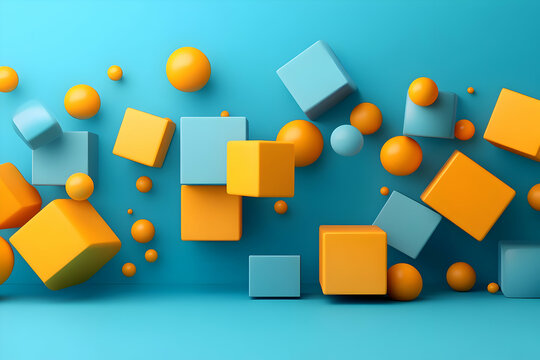 Fototapeta 3D Abstract Background Cubes and Spheres