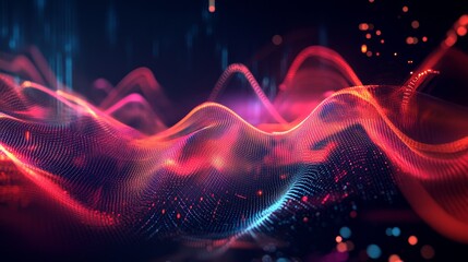 Vibrant Digital Stock Market Graph - Dynamic data visualization, stock market trends, financial technology, abstract waves, economic growth.