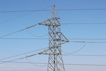 Power Electric Pole with Wires